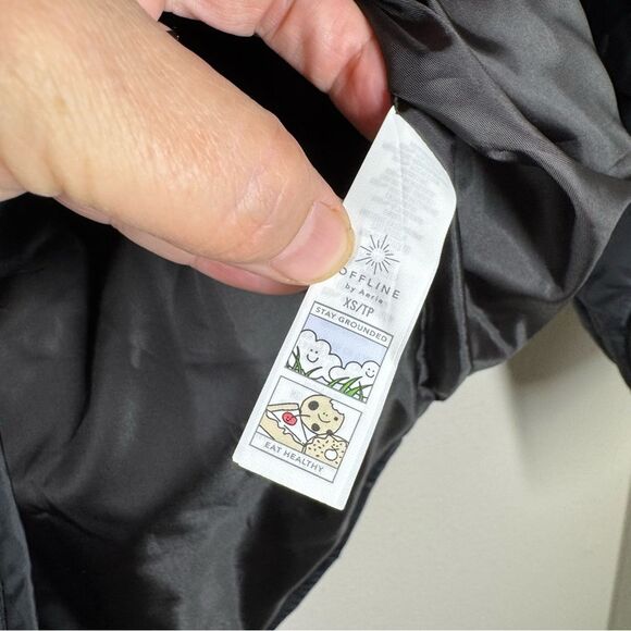 Offline By Aerie Black Quilted Jacket Puffer Barn Chore Coat Oversized Size XS - Picture 5 of 6